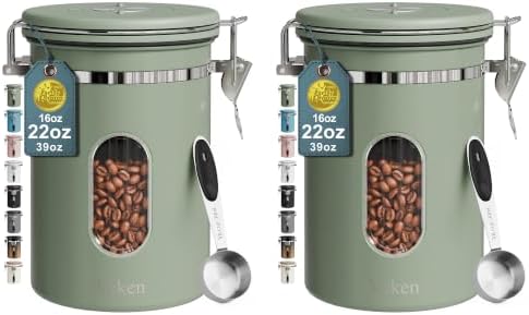 Veken Airtight Coffee Canister with Window 22oz – Black