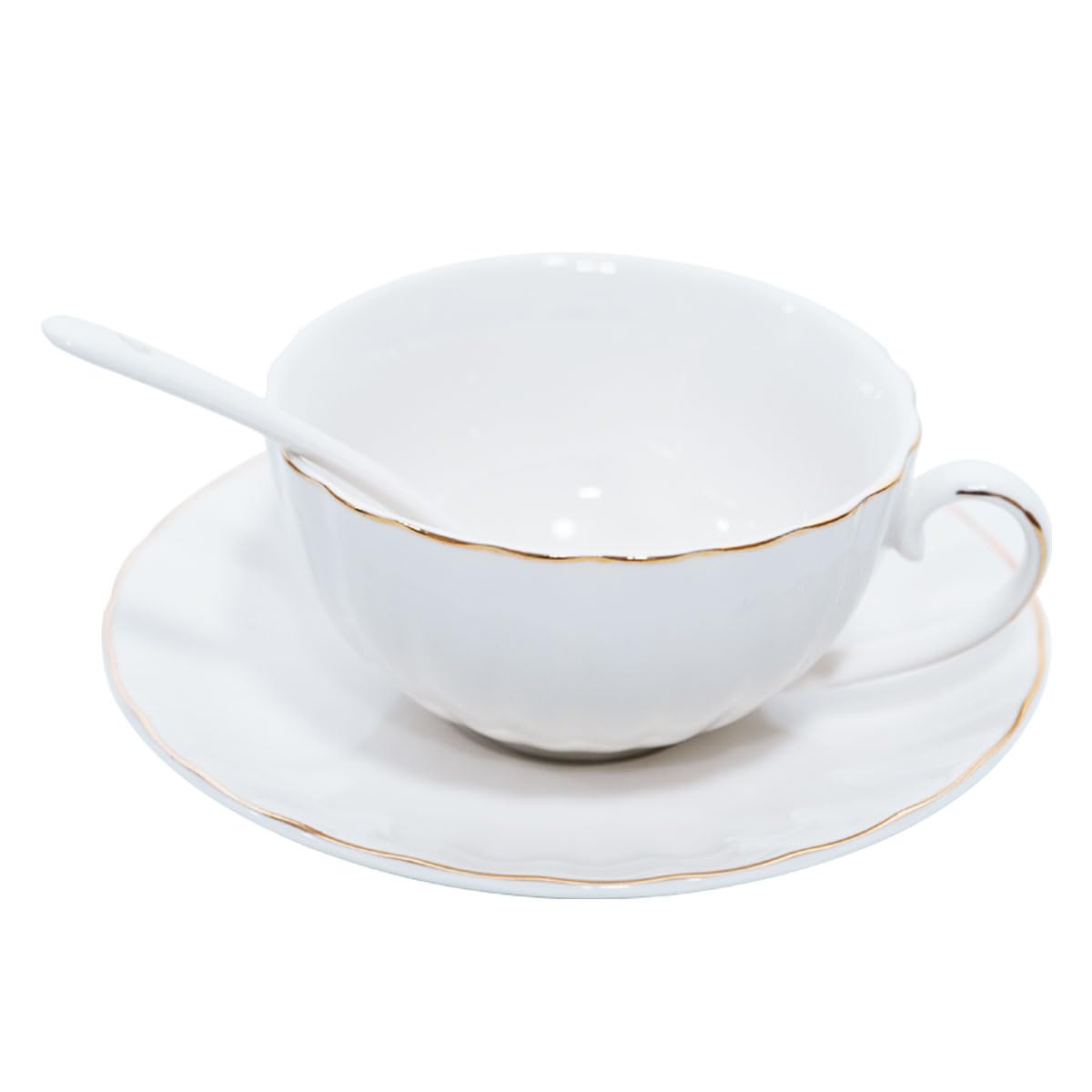 Bone China Floral Tea Cup & Saucer Set with Spoon – 7 oz