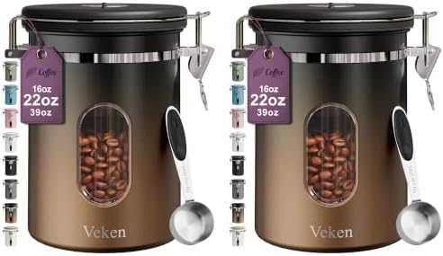 Veken Airtight Coffee Canister with Window 22oz – Black