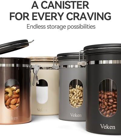 Veken Airtight Coffee Canister with Window 22oz – Black