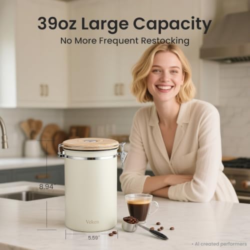 Veken Airtight Coffee Canister 39oz – Gray