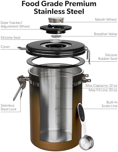 Veken Airtight Coffee Canister with Window 22oz – Black