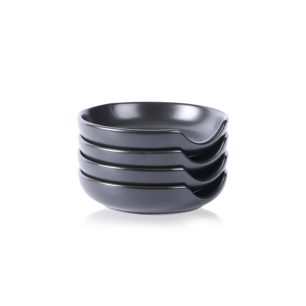 Selamica Ceramic Spoon Rest Set of 4 with Metal Holder – 4.8", Assorted Colors
