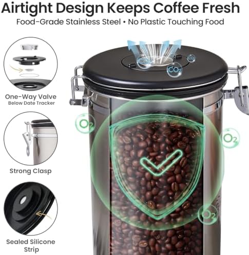 Veken Airtight Coffee Canister 39oz – Gray