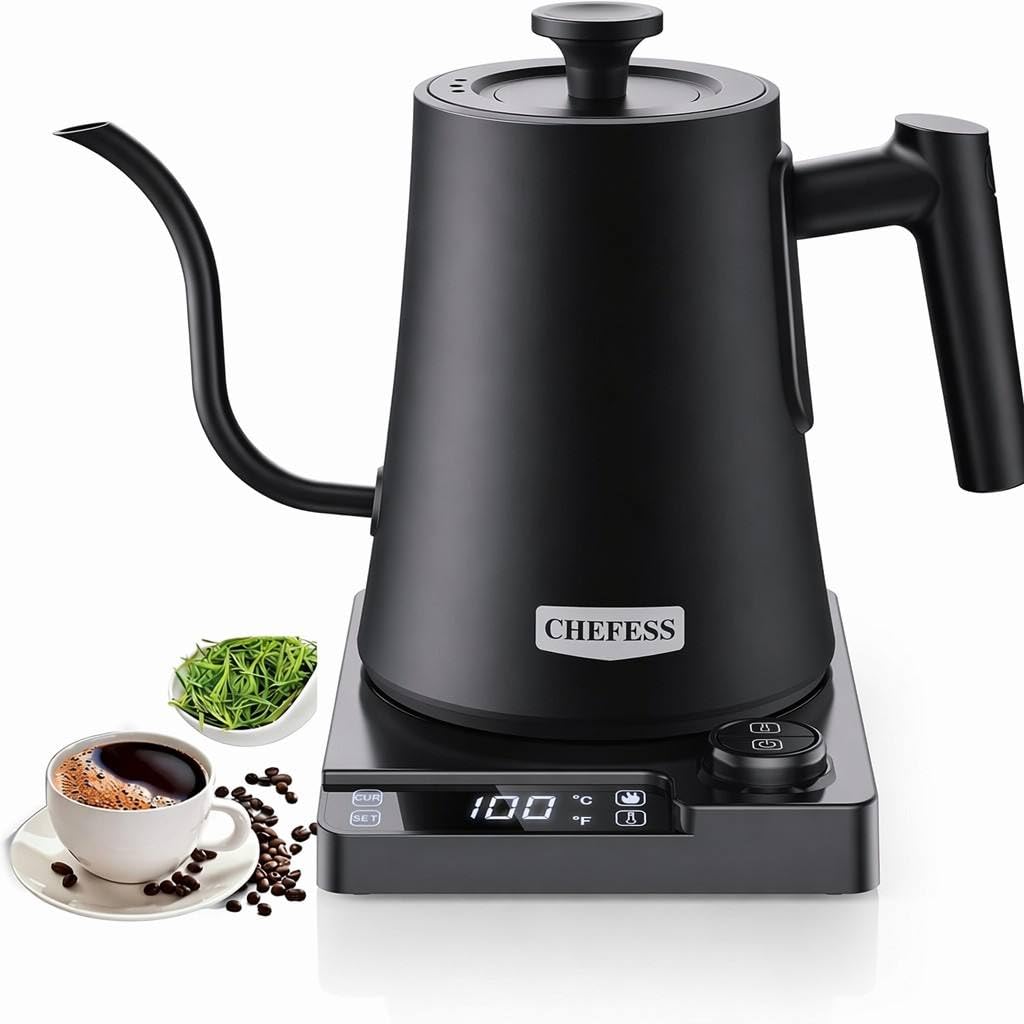 Electric Gooseneck Kettle – ±1°F Temp Control, Brew Timer, 0.6L, 900W
