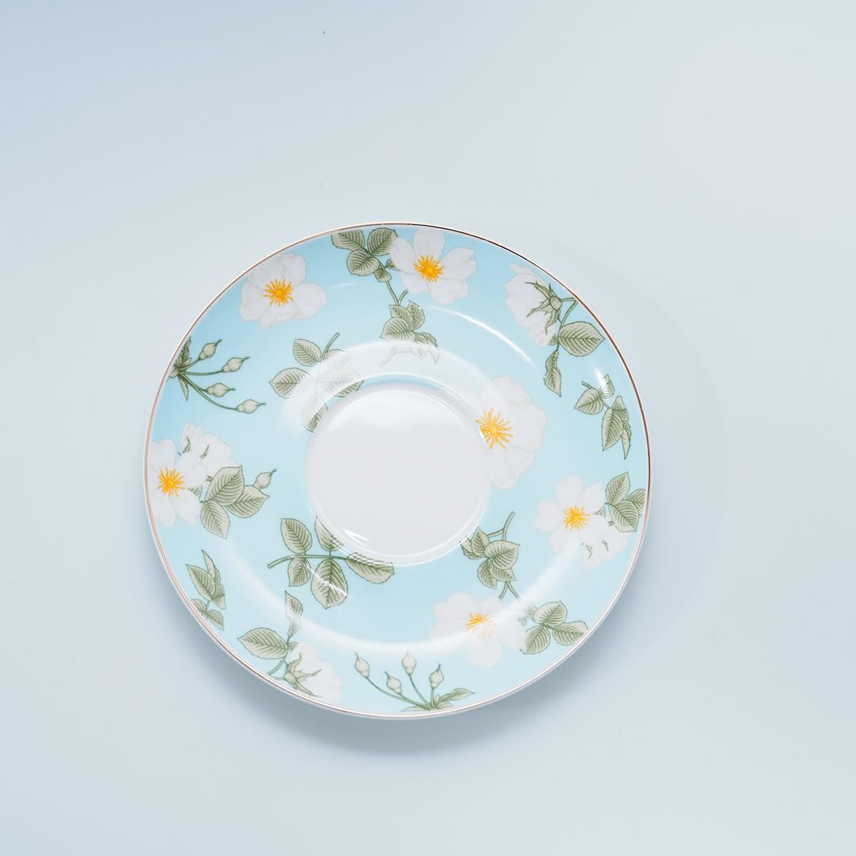 Bone China Floral Tea Cup & Saucer Set with Spoon – 7 oz