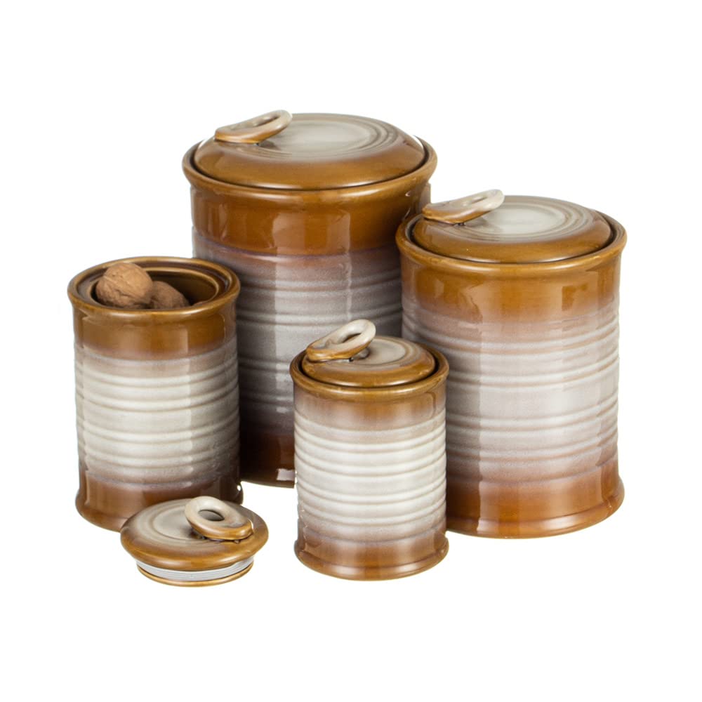 Nihow Blue Ceramic Canister Set of 4 – Airtight Lids, 13/22/47/74 oz, Dishwasher Safe