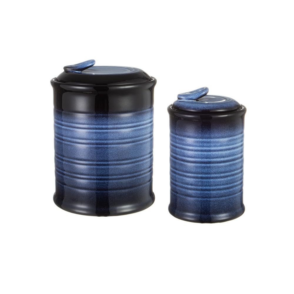 Nihow Blue Ceramic Canister Set of 4 – Airtight Lids, 13/22/47/74 oz, Dishwasher Safe