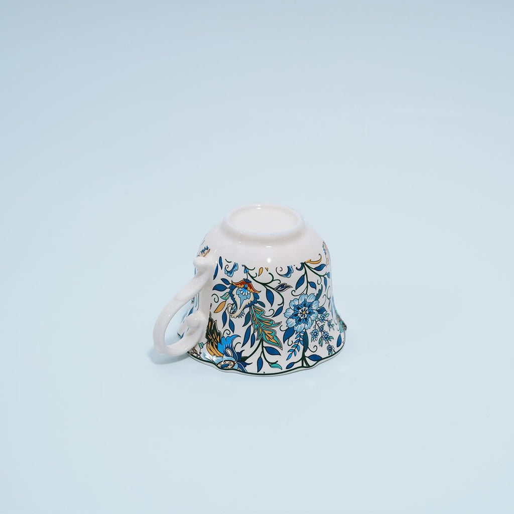Bone China Floral Tea Cup & Saucer Set with Spoon – 7 oz