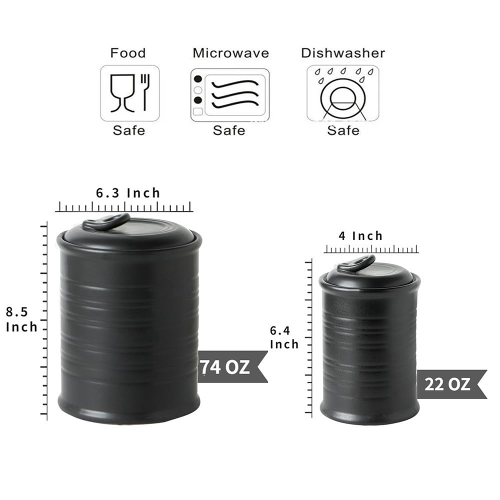 Nihow Blue Ceramic Canister Set of 4 – Airtight Lids, 13/22/47/74 oz, Dishwasher Safe