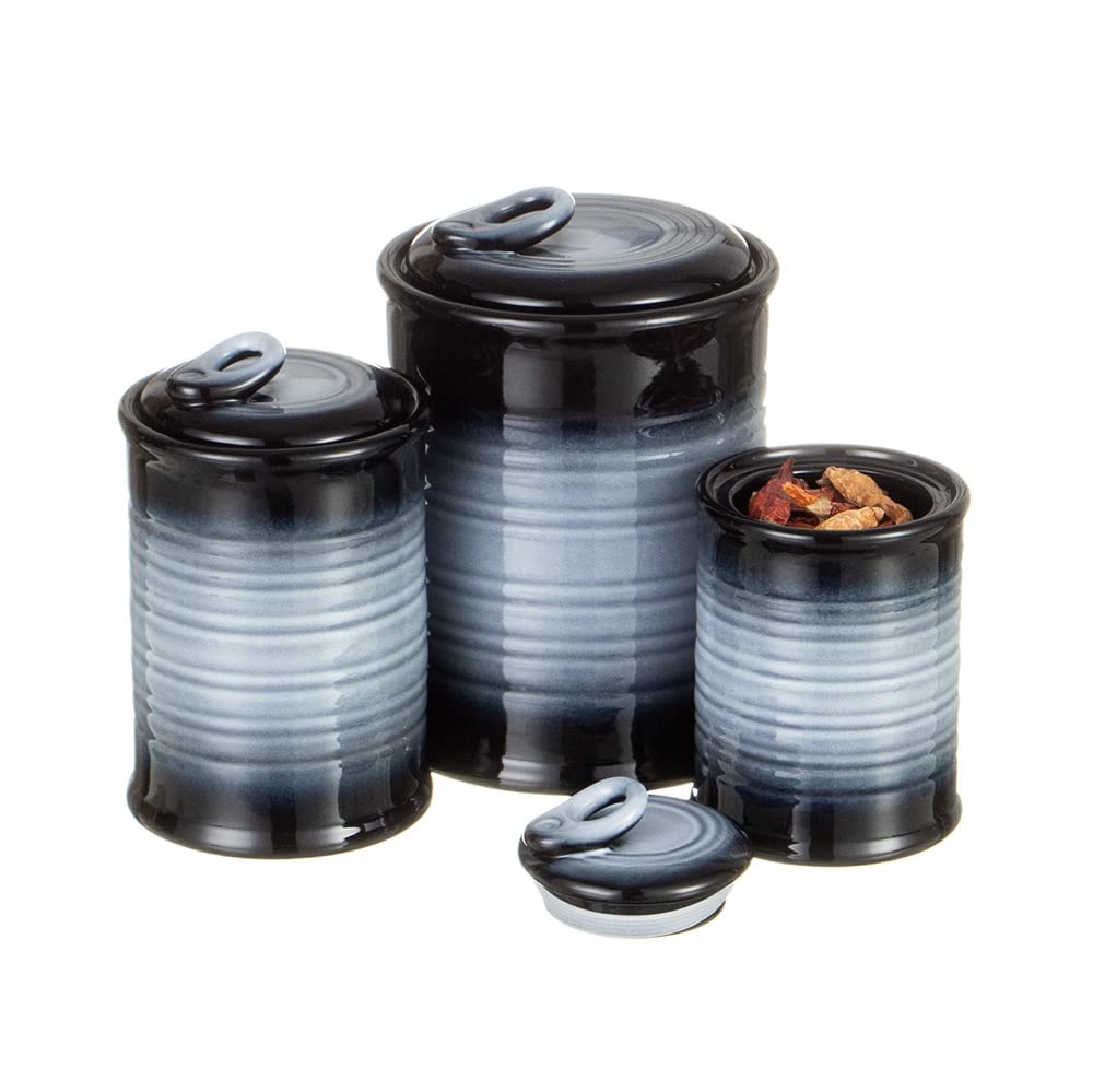 Nihow Blue Ceramic Canister Set of 4 – Airtight Lids, 13/22/47/74 oz, Dishwasher Safe
