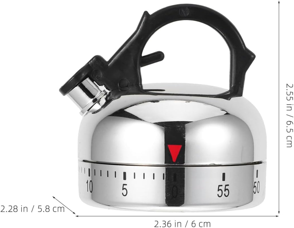 Vintage Tea Kettle Mechanical Kitchen Timer – No Batteries, Portable Countdown
