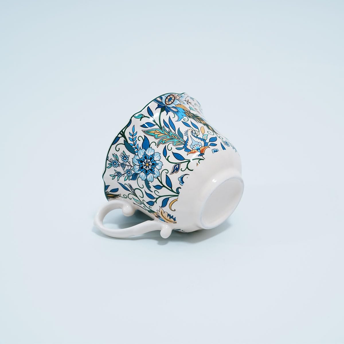 Bone China Floral Tea Cup & Saucer Set with Spoon – 7 oz