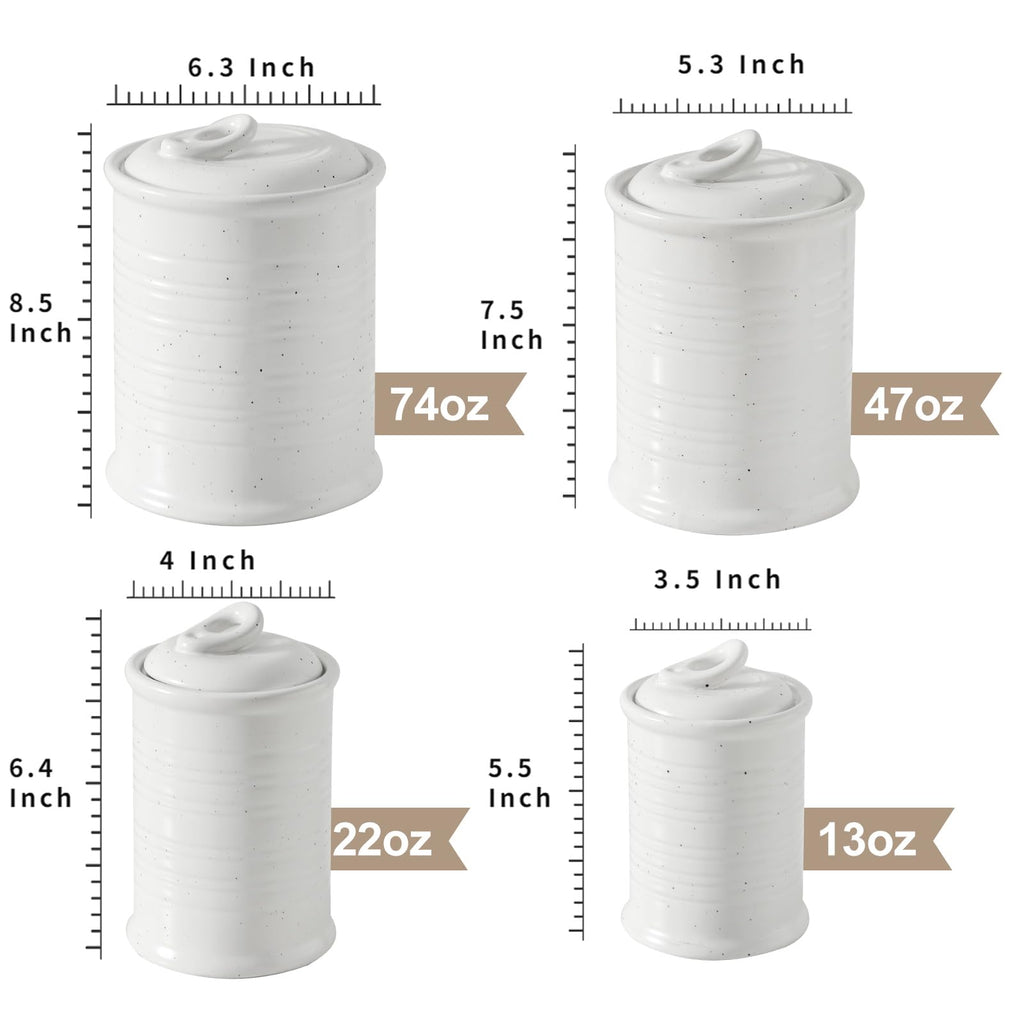 Nihow Blue Ceramic Canister Set of 4 – Airtight Lids, 13/22/47/74 oz, Dishwasher Safe