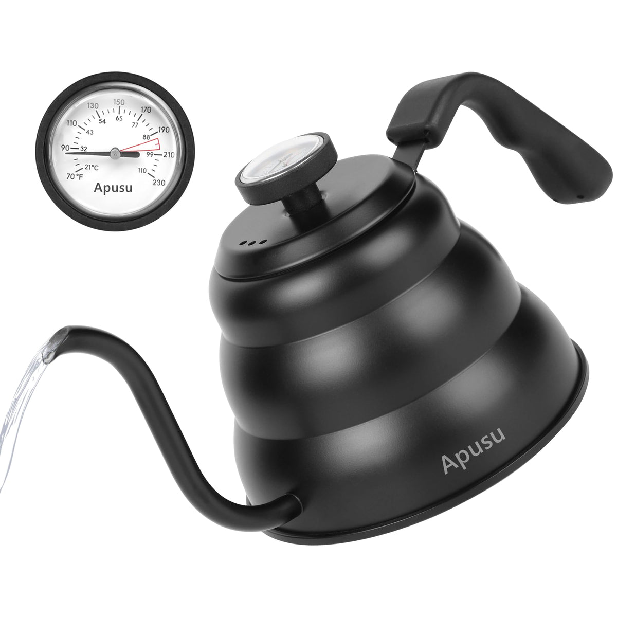 Stovetop Gooseneck Kettle with Thermometer – 40oz Stainless Steel, Pour Over