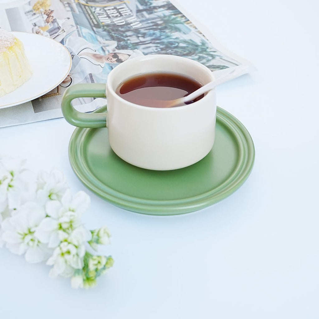 Bone China Floral Tea Cup & Saucer Set with Spoon – 7 oz