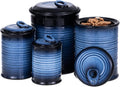 Nihow Blue Ceramic Canister Set of 4 – Airtight Lids, 13/22/47/74 oz, Dishwasher Safe