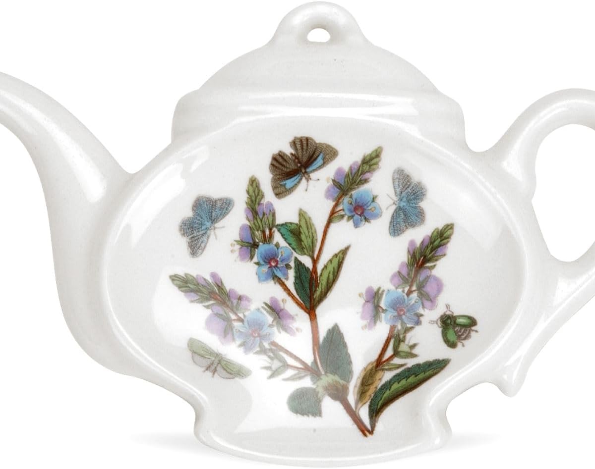 Portmeirion Botanic Garden Spoon Rest – 5.5" Teapot-Shaped, Floral Earthenware, Made in England