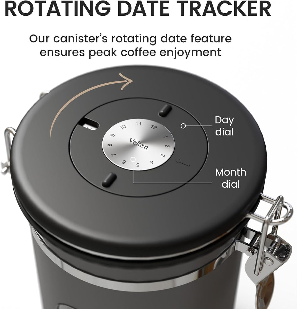 Veken Airtight Coffee Canister with Window 22oz – Black