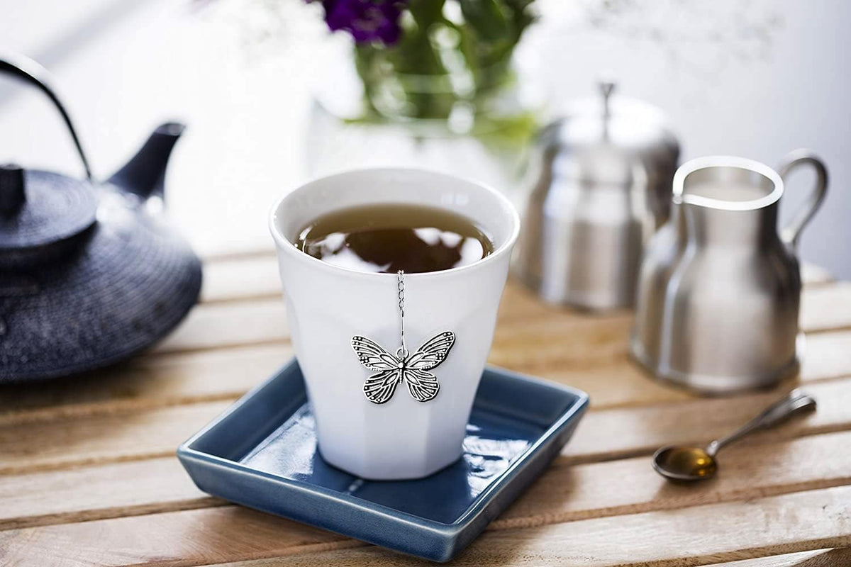 Tea Ball Infuser Set of 2 with Dragonfly & Butterfly Charms – Stainless Steel, Loose Leaf