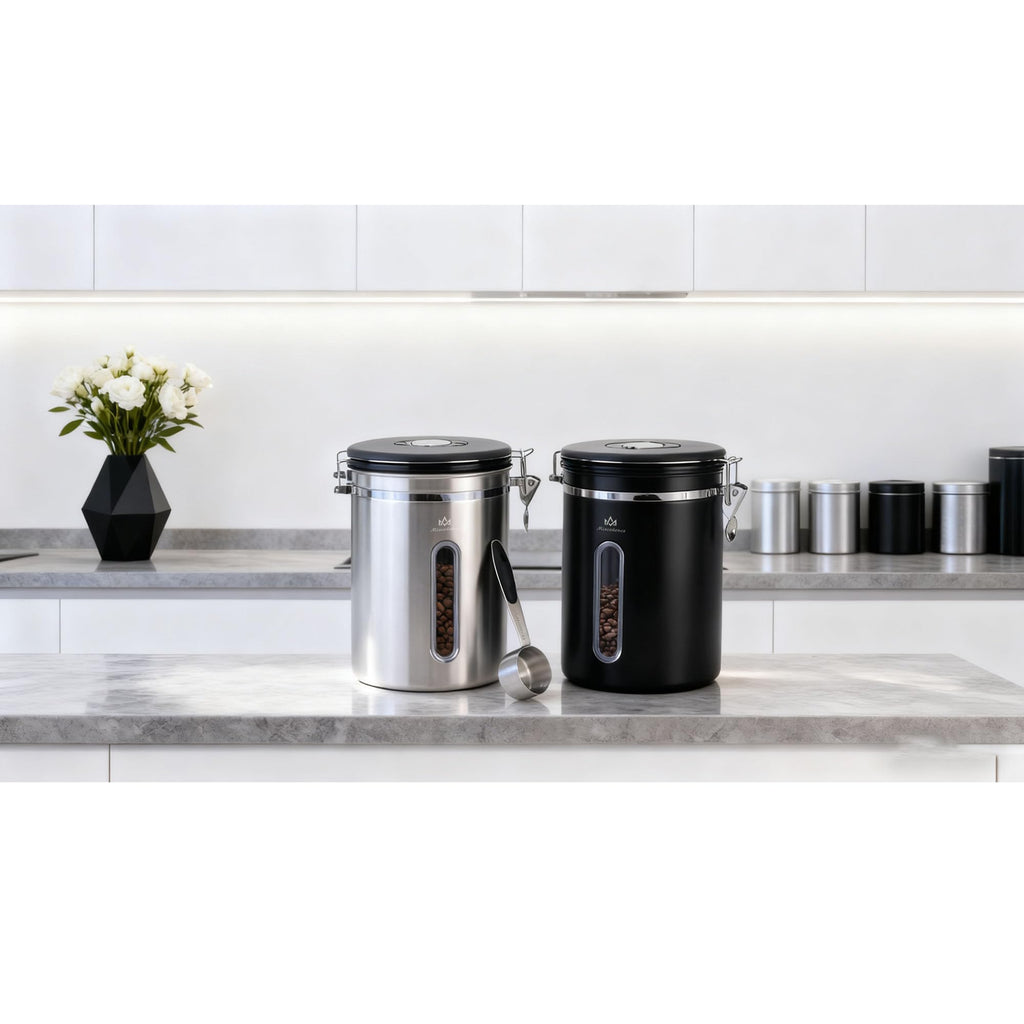 38 oz Stainless Steel Coffee Canister with Date Tracker & CO2 Valve – Mint Green, Airtight