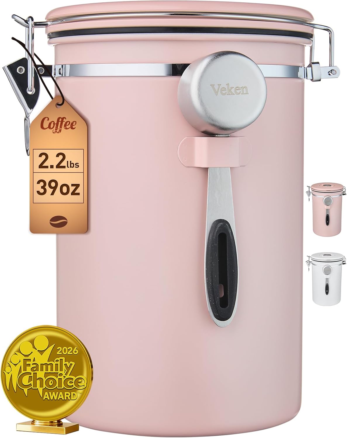 Veken Airtight Coffee Canister with Window 22oz – Black