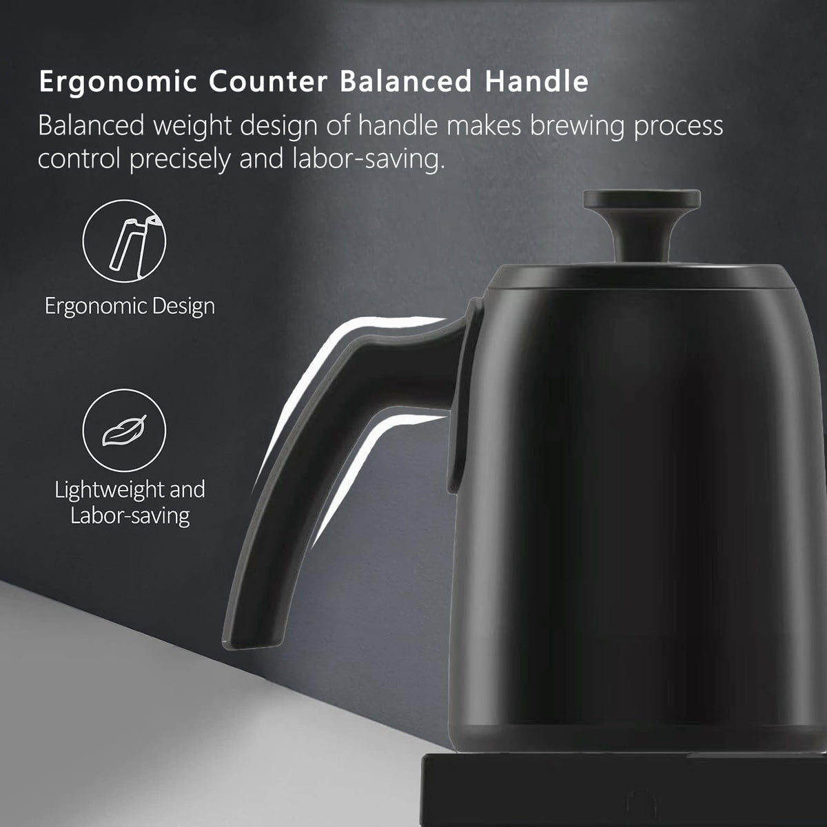 Electric Gooseneck Kettle – ±1°F Temp Control, Brew Timer, 0.6L, 900W