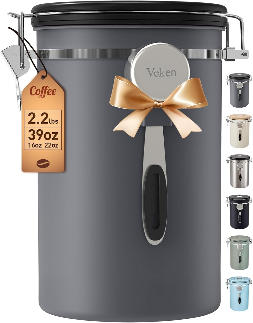Veken Airtight Coffee Canister 39oz – Gray