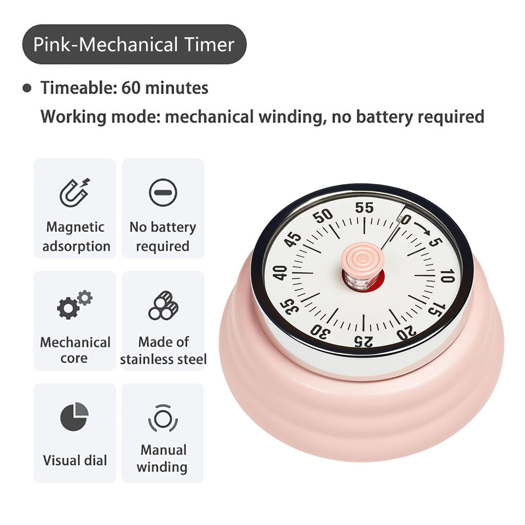 Vintage Stainless Steel Magnetic Kitchen Timer – 60 Min