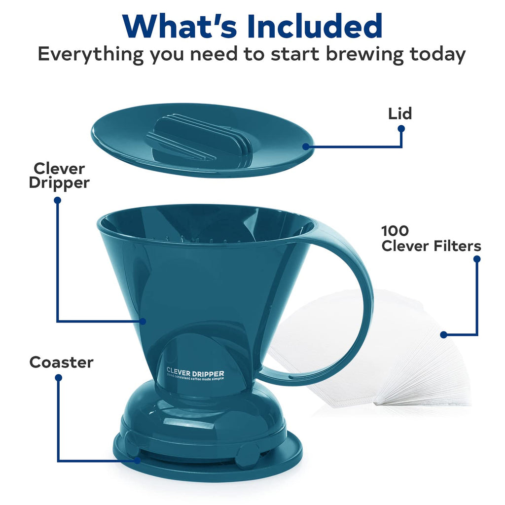 Clever Coffee Dripper & 100 Filters – 18 oz, BPA-Free, Immersion Brew