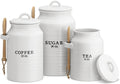 Barnyard Designs Ceramic Kitchen Canister Set of 3 – White Farmhouse, Coffee/Sugar/Tea, Airtight