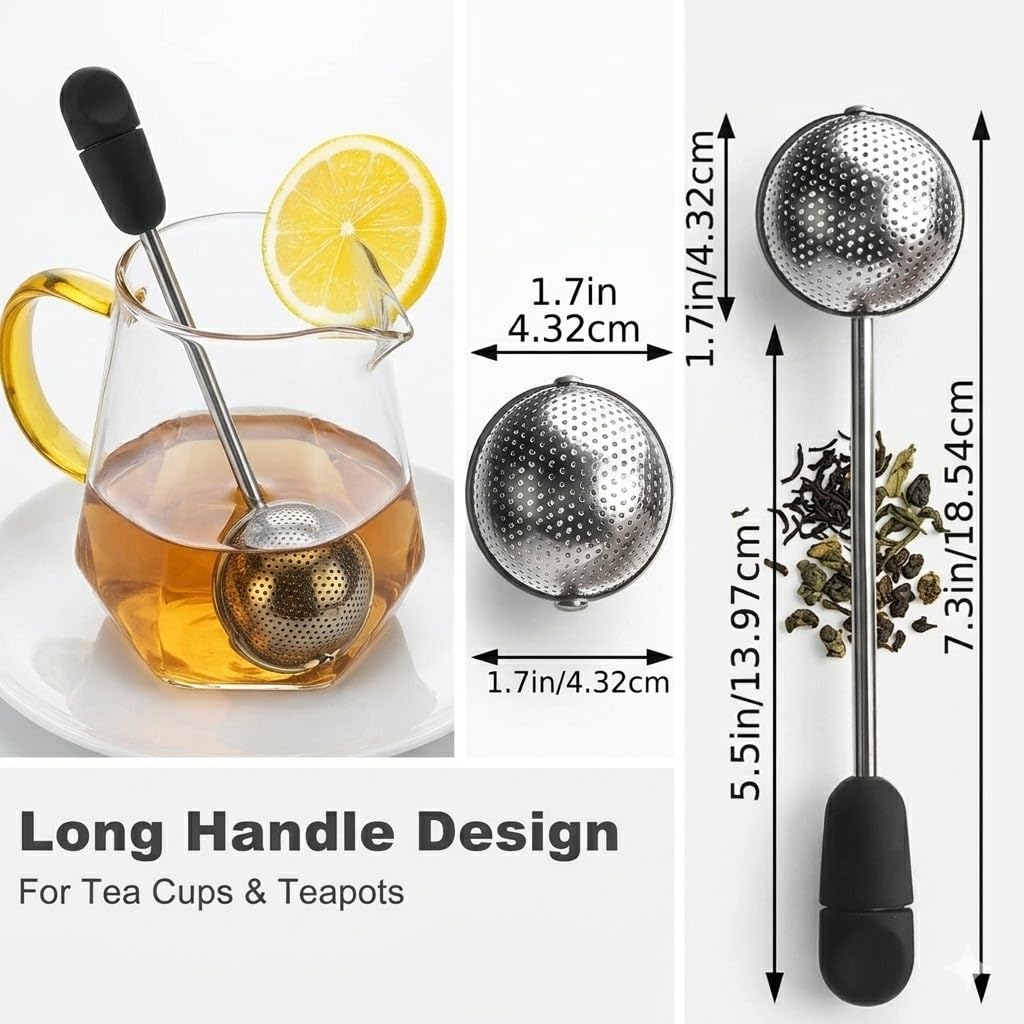 Stainless Steel Tea Ball Infuser Set of 2 – Fine Mesh, Reusable Loose Leaf Tea Strainer