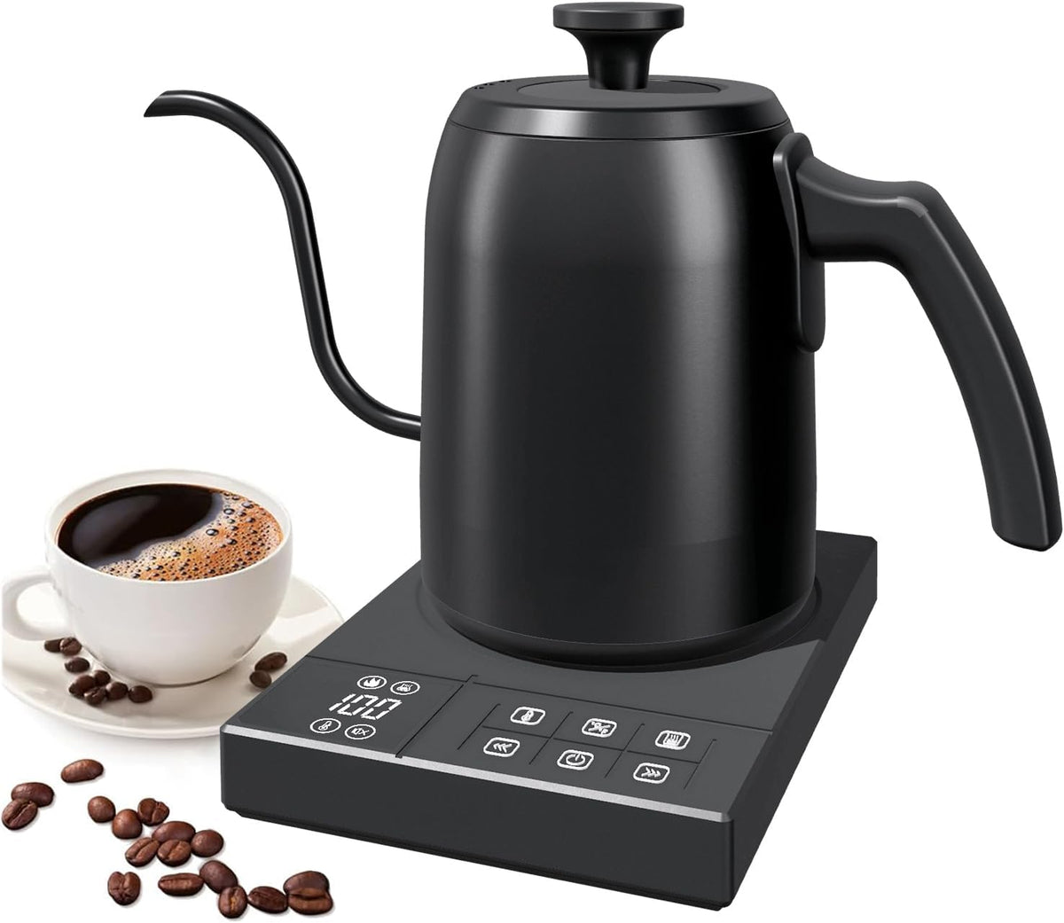 Electric Gooseneck Kettle – ±1°F Temp Control, Brew Timer, 0.6L, 900W