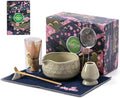 Buucup 7-Piece Green Ceramic Matcha Set – Bowl, Bamboo Whisk, Scoop, Holder, Rest, Sifter & Tea Towel