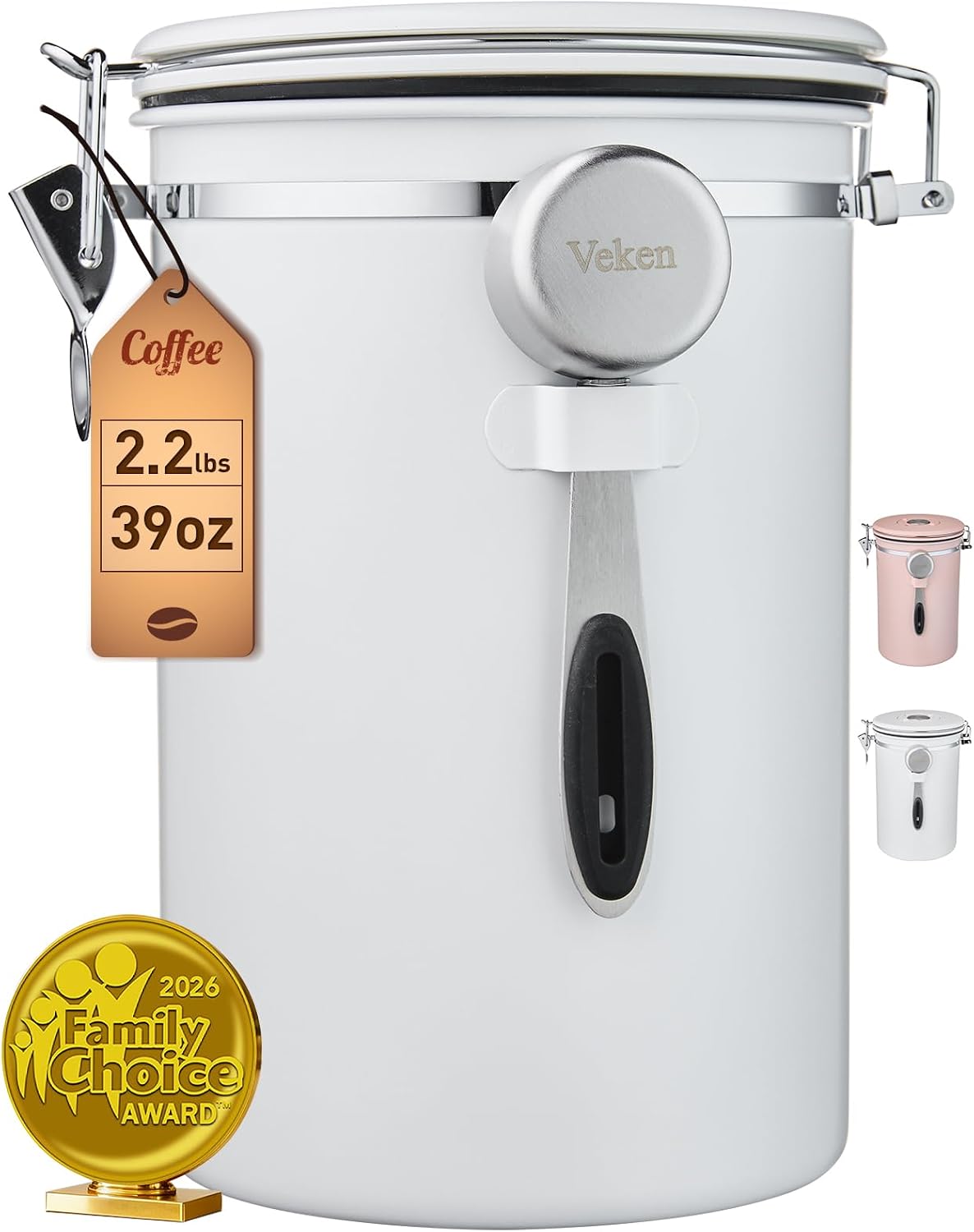 Veken Airtight Coffee Canister with Window 22oz – Black