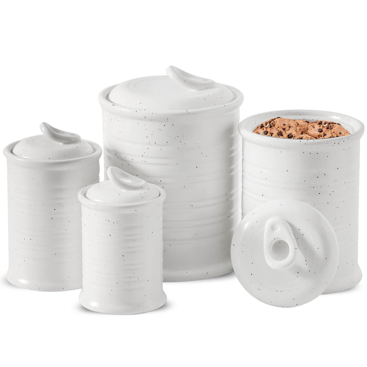 Nihow Blue Ceramic Canister Set of 4 – Airtight Lids, 13/22/47/74 oz, Dishwasher Safe