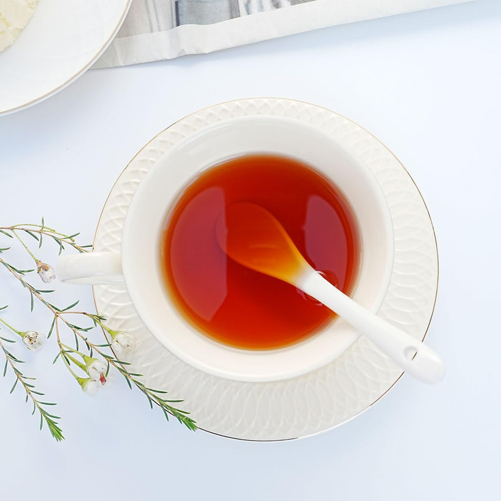 Bone China Floral Tea Cup & Saucer Set with Spoon – 7 oz