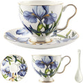 Bone China Floral Tea Cup & Saucer Set with Spoon – 7 oz