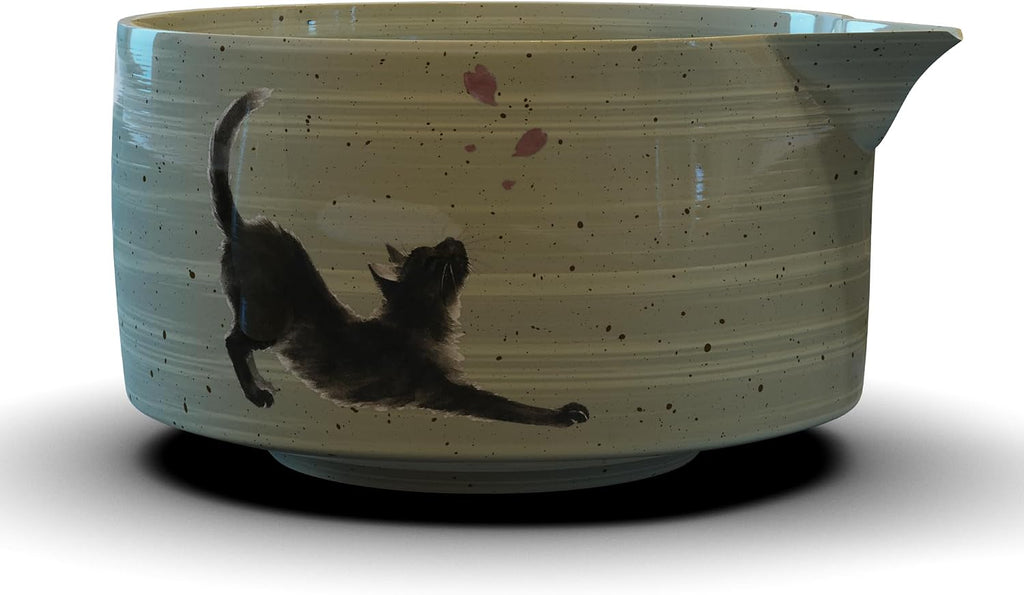 8-Piece Cat Print Matcha Set – Japanese Tea Ceremony Kit with Bamboo Accessories for Home Rituals