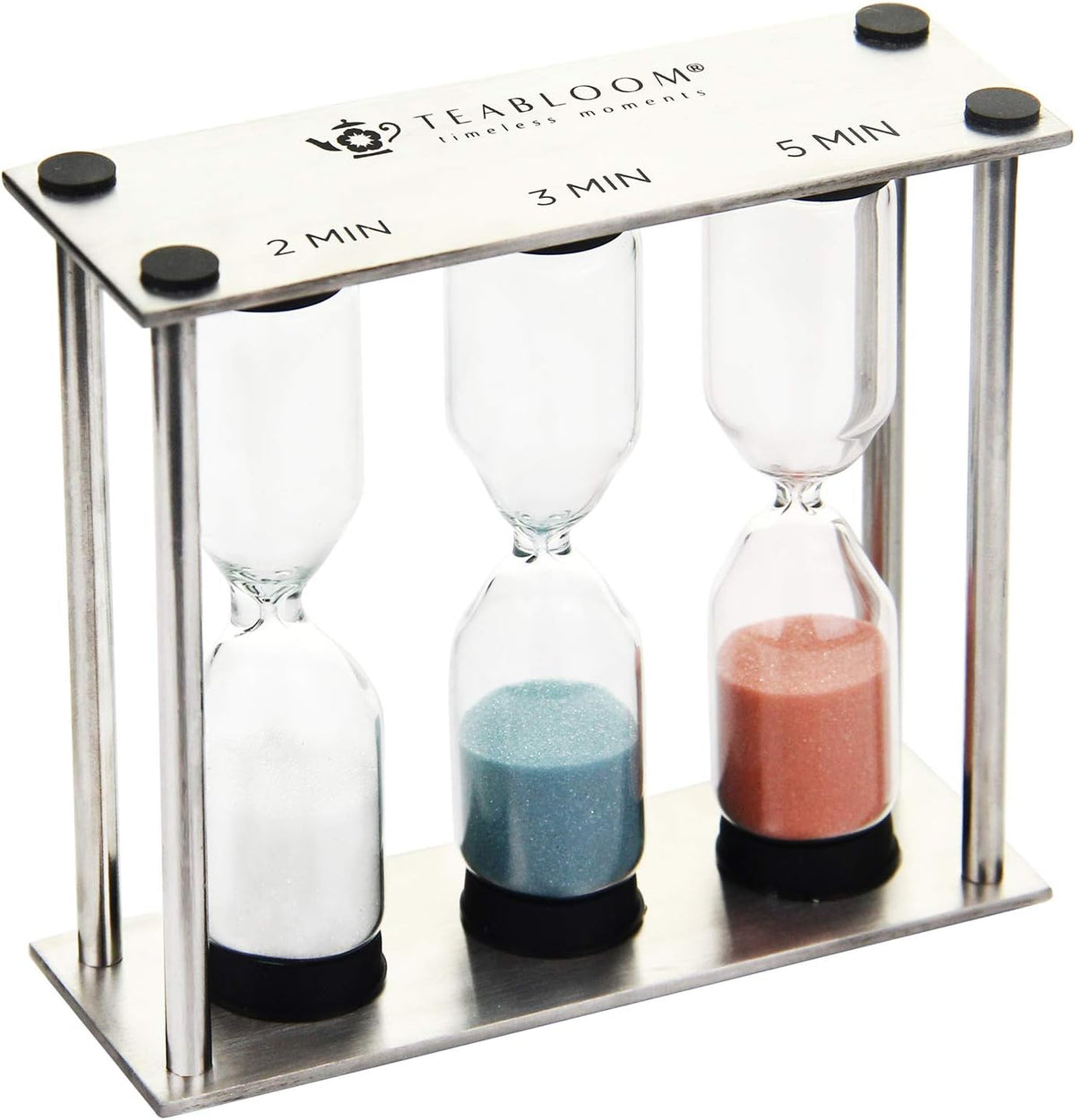 Teabloom 3-Setting Tea Timer – 2, 3 & 5 Minute Hourglass