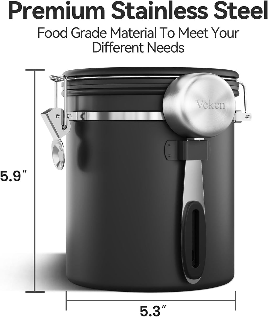 Veken Airtight Coffee Canister with Window 22oz – Black