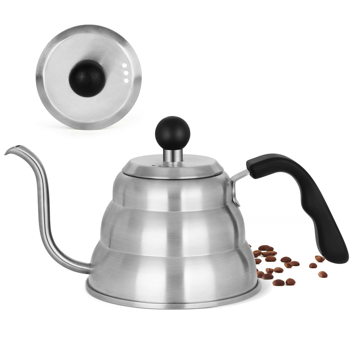 Stovetop Gooseneck Kettle with Thermometer – 40oz Stainless Steel, Pour Over