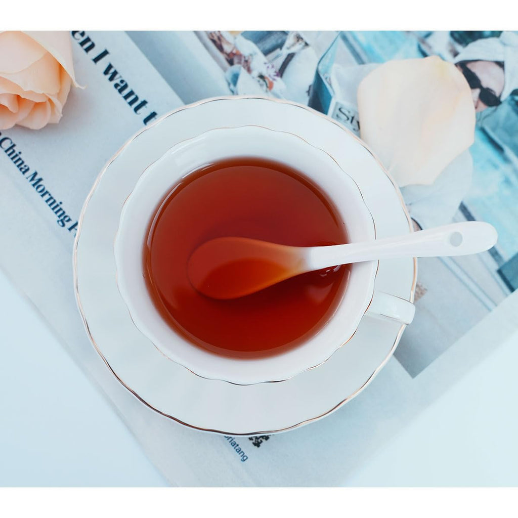 Bone China Floral Tea Cup & Saucer Set with Spoon – 7 oz