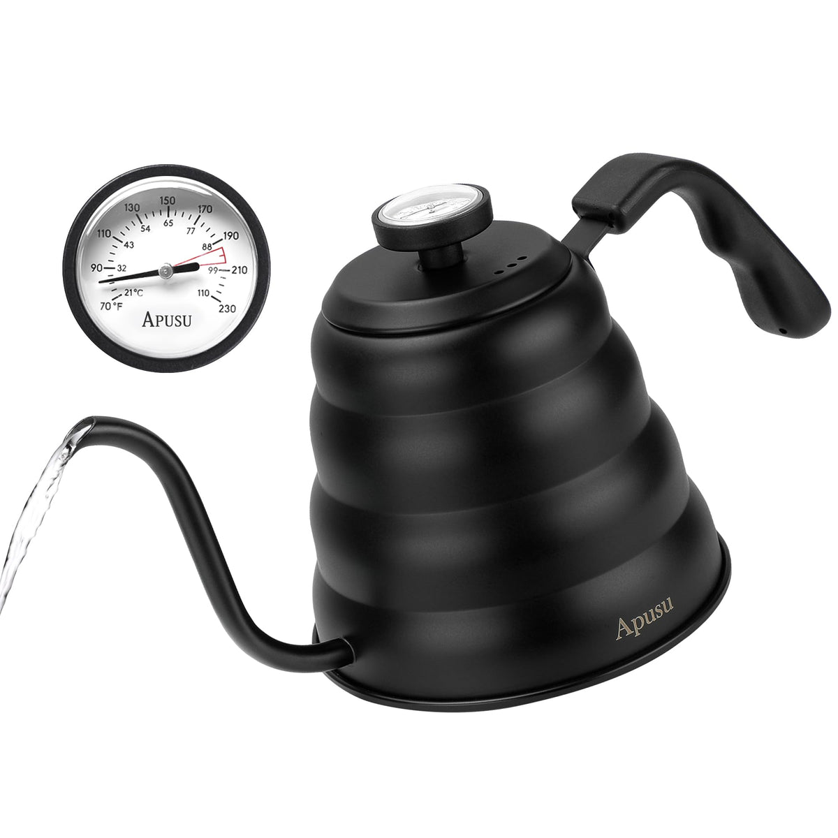 Stovetop Gooseneck Kettle with Thermometer – 40oz Stainless Steel, Pour Over