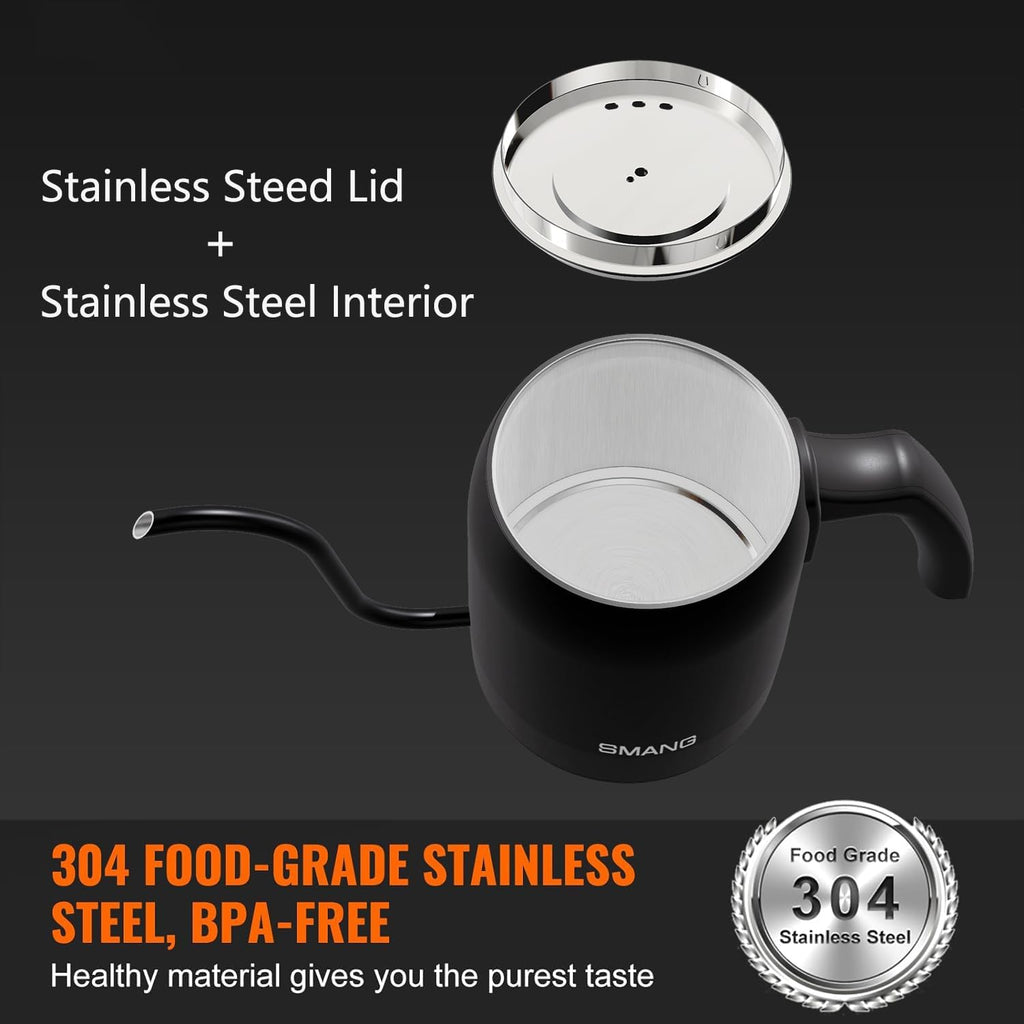 Electric Gooseneck Kettle – ±1°F Temp Control, Brew Timer, 0.6L, 900W