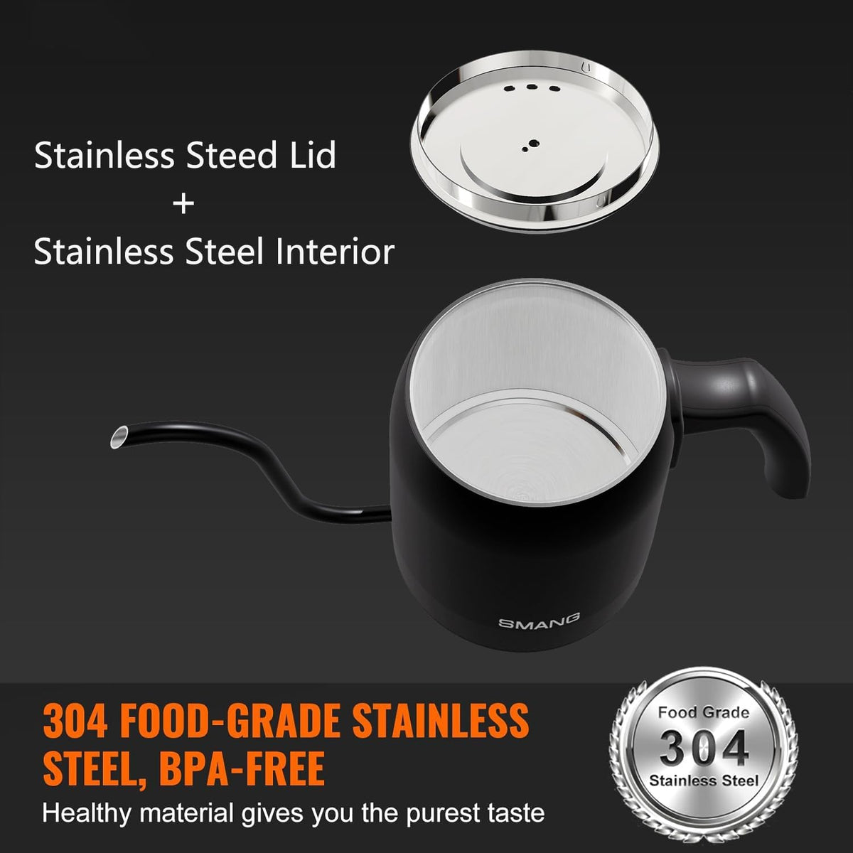 Electric Gooseneck Kettle – ±1°F Temp Control, Brew Timer, 0.6L, 900W