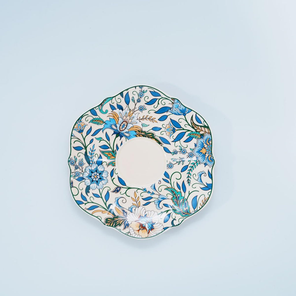 Bone China Floral Tea Cup & Saucer Set with Spoon – 7 oz