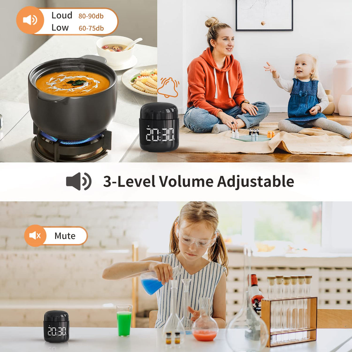LED Countdown & Count-Up Kitchen Timer – Gold
