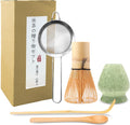 5-Piece Matcha Whisk Set – Green Ceramic Chawan, Bamboo Whisk, Scoop & Sifter