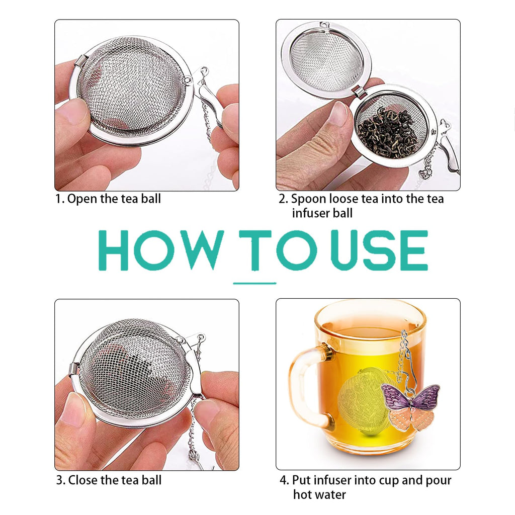 Tea Ball Infuser Set of 2 with Dragonfly & Butterfly Charms – Stainless Steel, Loose Leaf